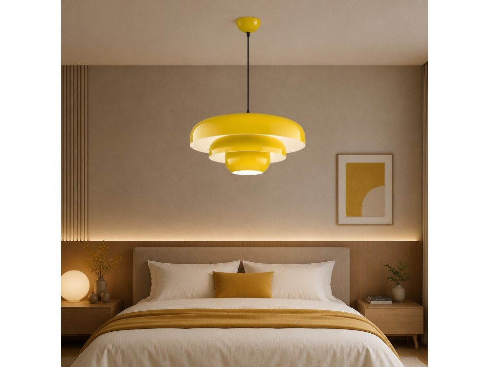 Candeeiro suspenso em metal «Layer» - 43 x 43 cm - Amarelo
