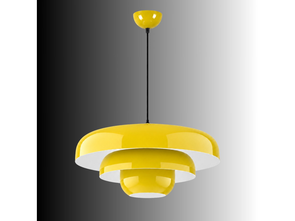 Candeeiro suspenso em metal «Layer» - 43 x 43 cm - Amarelo