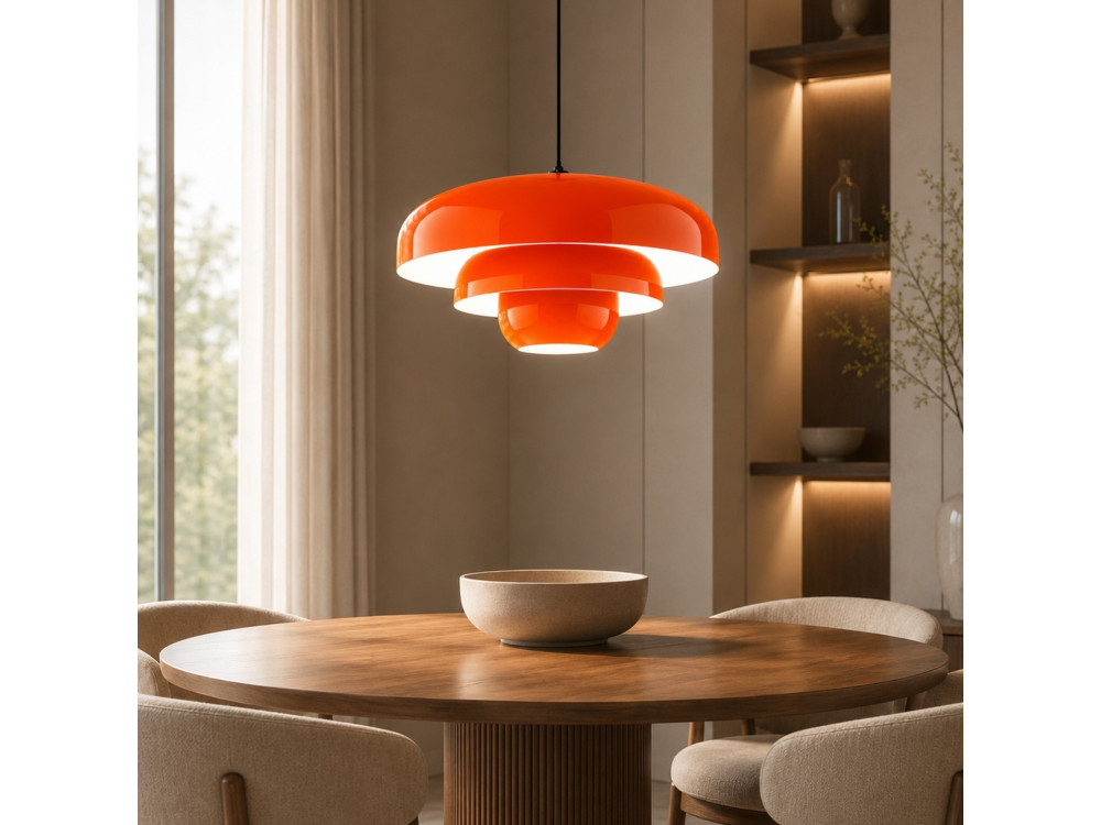 Candeeiro suspenso em metal «Layer» - 43 x 43 cm - Laranja