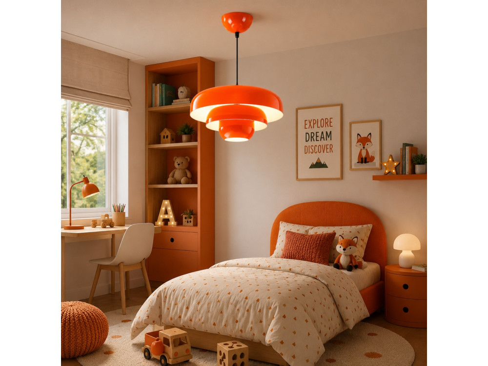 Candeeiro suspenso em metal «Layer» - 43 x 43 cm - Laranja