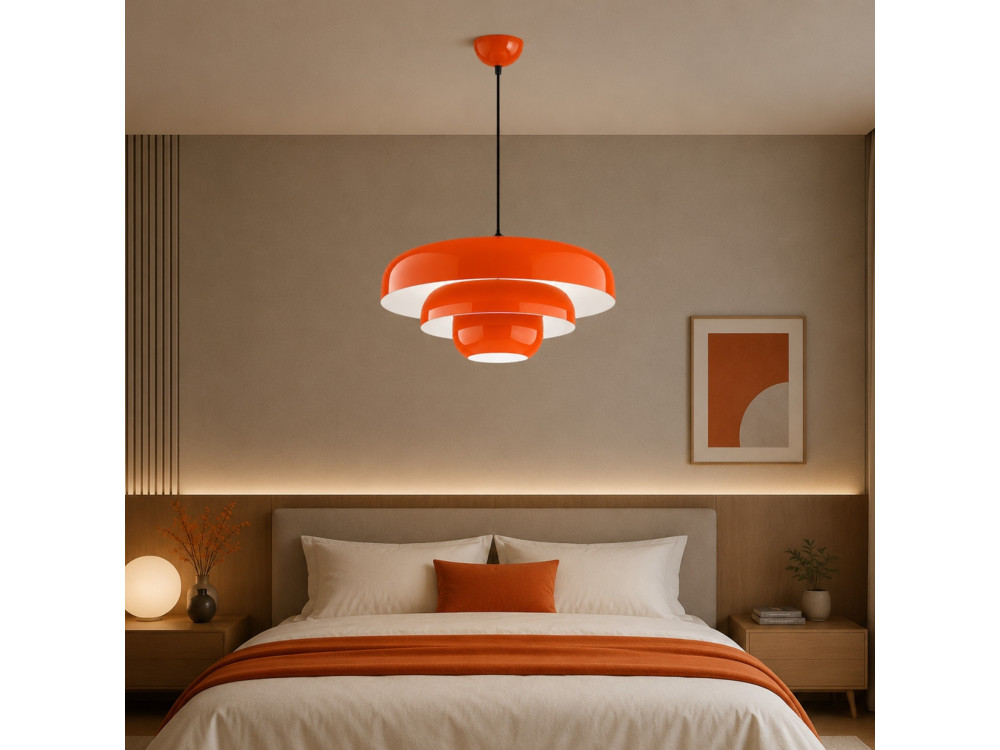 Candeeiro suspenso em metal «Layer» - 43 x 43 cm - Laranja