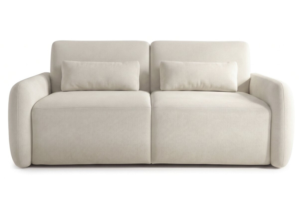 Sofá-cama conversível de abertura rápida «Aurelie» - Colchão de 18 cm - Largura da cama de 140 cm - 3 lugares - Bege