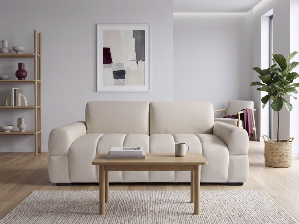 Sofá-cama conversível «Zoé» - Colchão de 18 cm - Largura da cama: 140 cm - 3 lugares - Bege