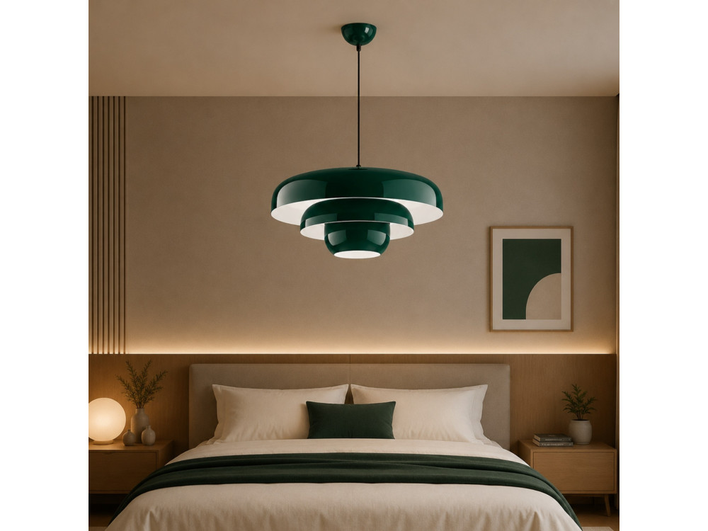 Candeeiro suspenso em metal «Layer» - 43 x 43 cm - Verde escuro