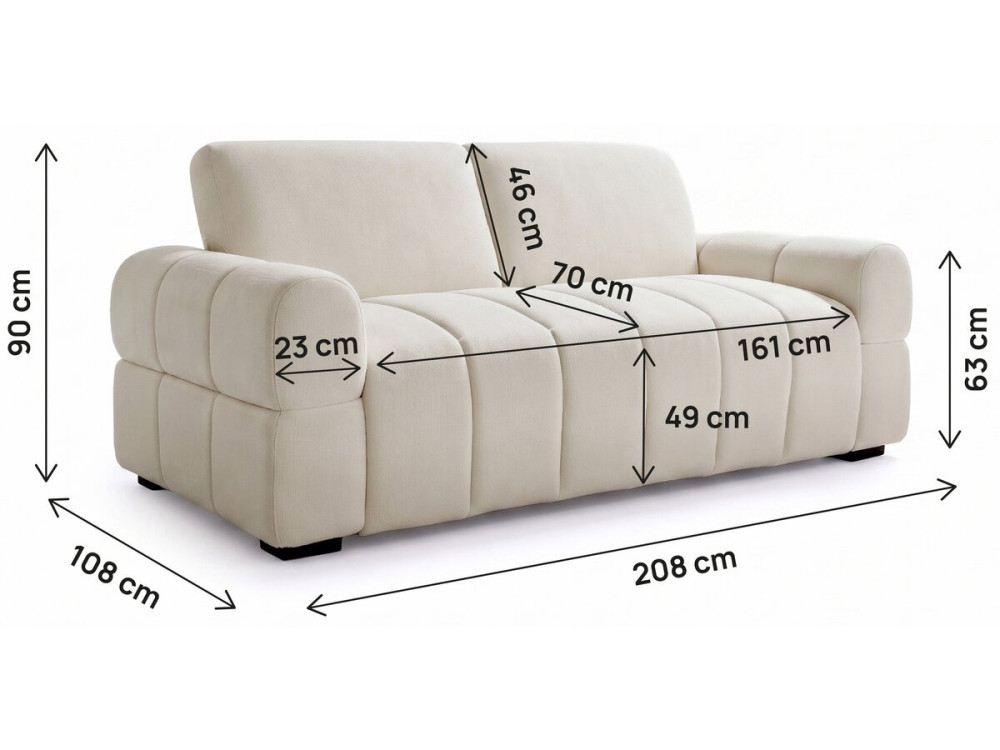 Sofá-cama conversível «Zoé» - Colchão de 18 cm - Largura da cama: 140 cm - 3 lugares - Bege
