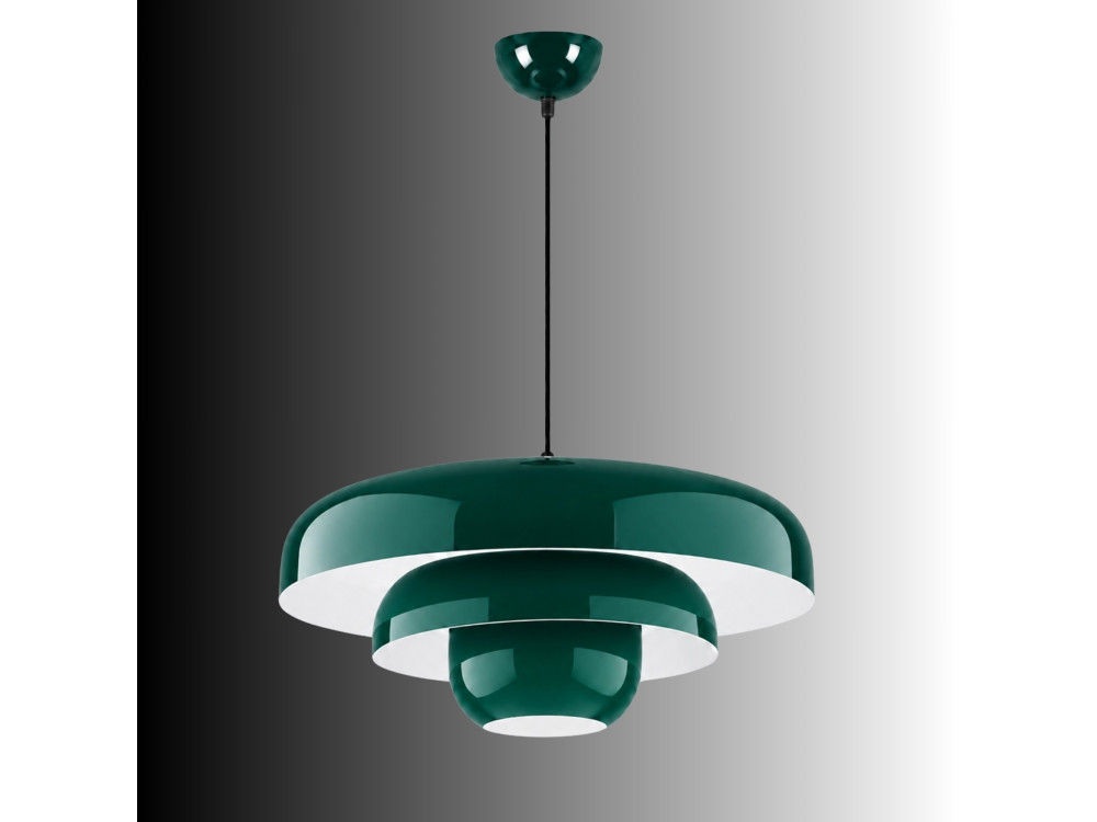 Candeeiro suspenso em metal «Layer» - 43 x 43 cm - Verde escuro
