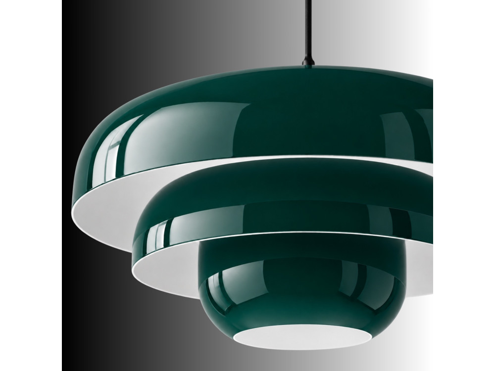 Candeeiro suspenso em metal «Layer» - 43 x 43 cm - Verde escuro