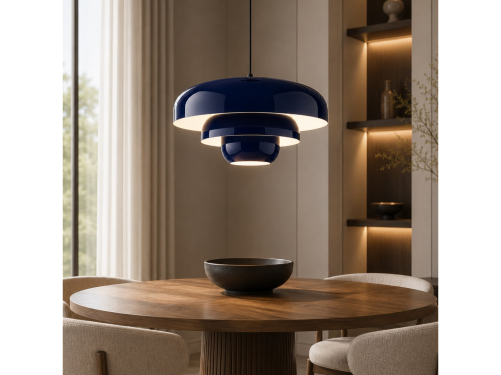 Candeeiro suspenso em metal «Layer» - 43 x 43 cm - Azul-marinho