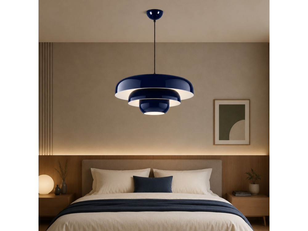 Candeeiro suspenso em metal «Layer» - 43 x 43 cm - Azul-marinho