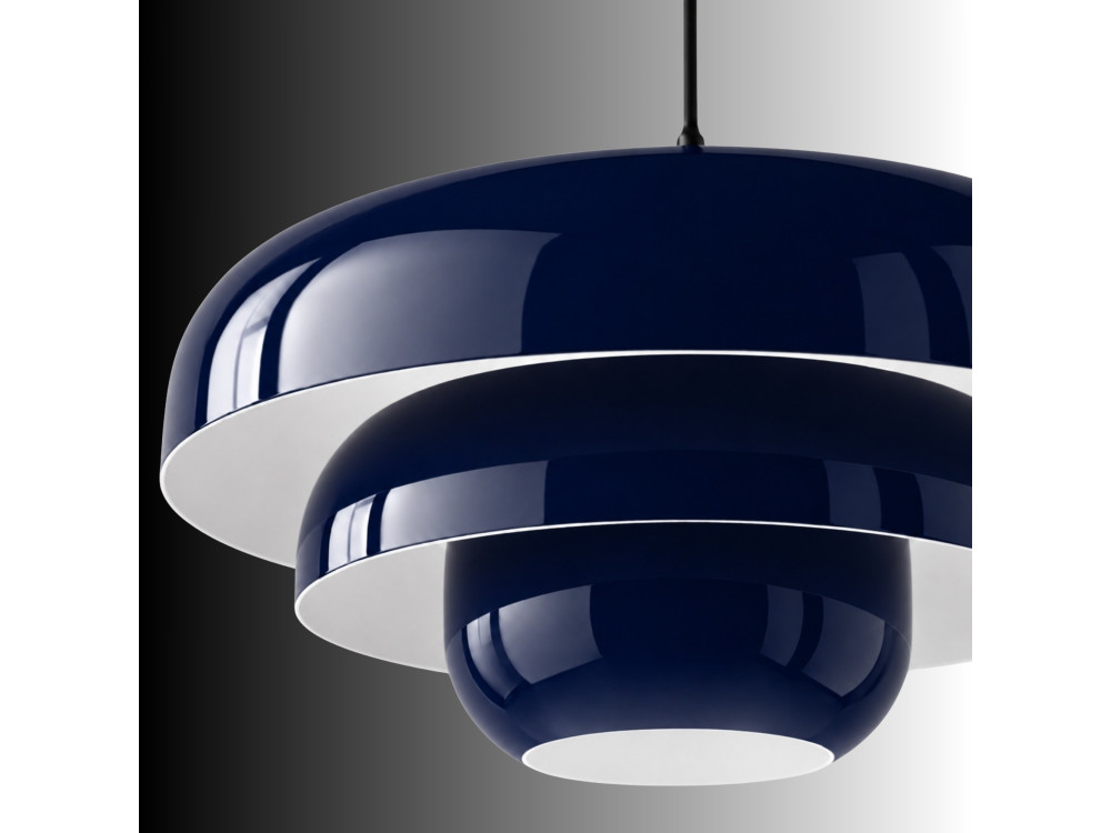 Candeeiro suspenso em metal «Layer» - 43 x 43 cm - Azul-marinho