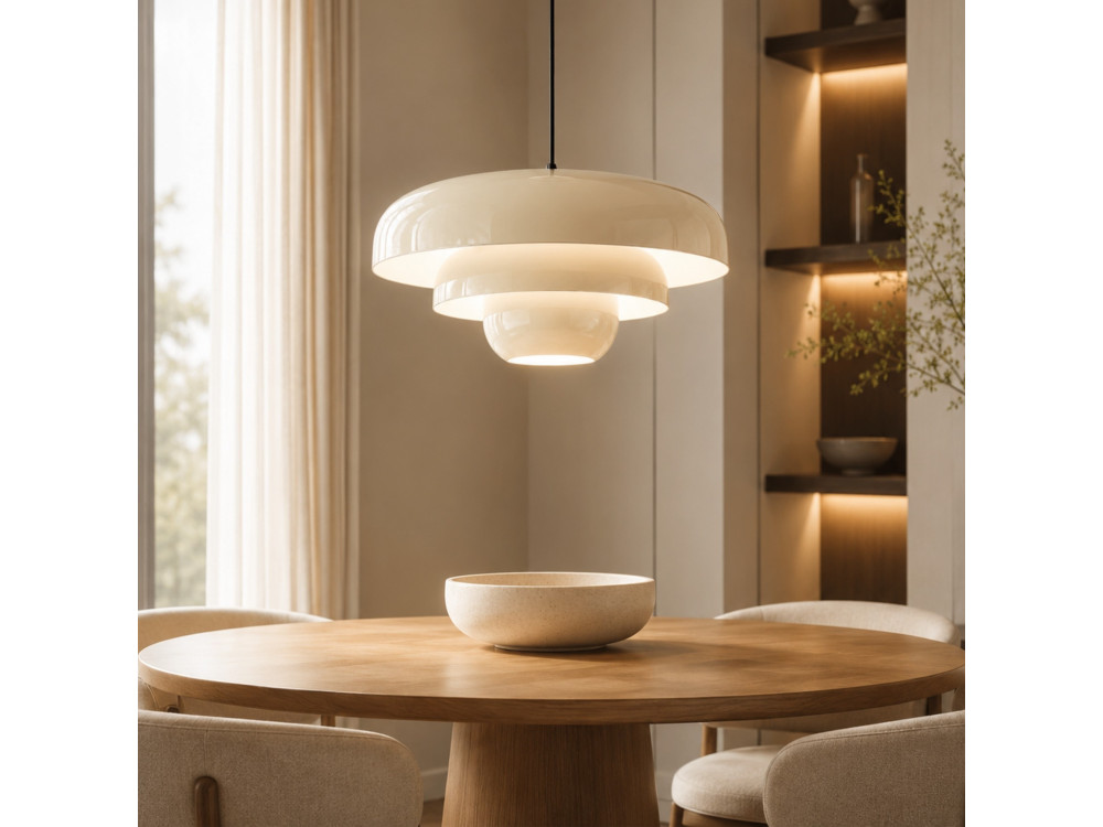 Candeeiro suspenso em metal «Layer» - 43 x 43 cm - Bege