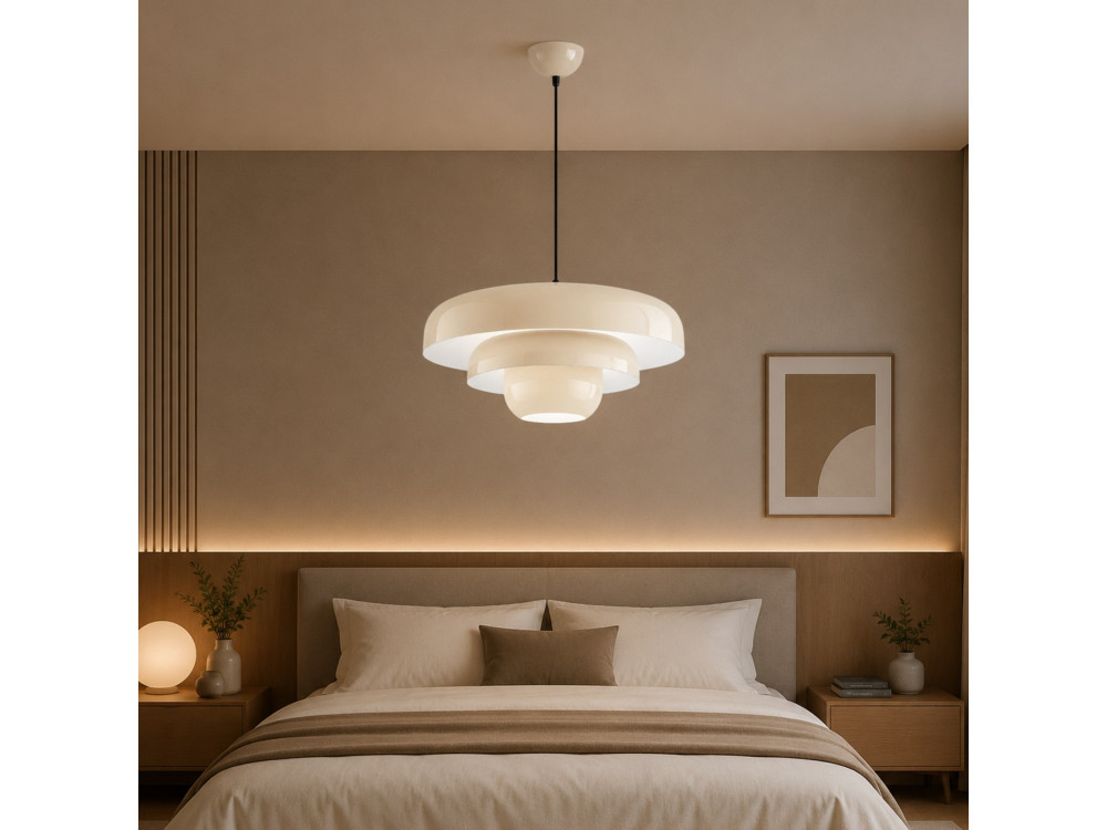 Candeeiro suspenso em metal «Layer» - 43 x 43 cm - Bege
