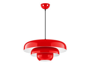 Candeeiro suspenso em metal «Layer» - 43 x 43 cm - Vermelho