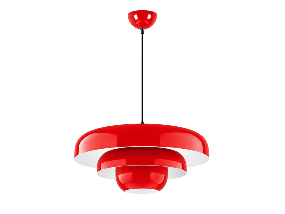 Candeeiro suspenso em metal «Layer» - 43 x 43 cm - Vermelho