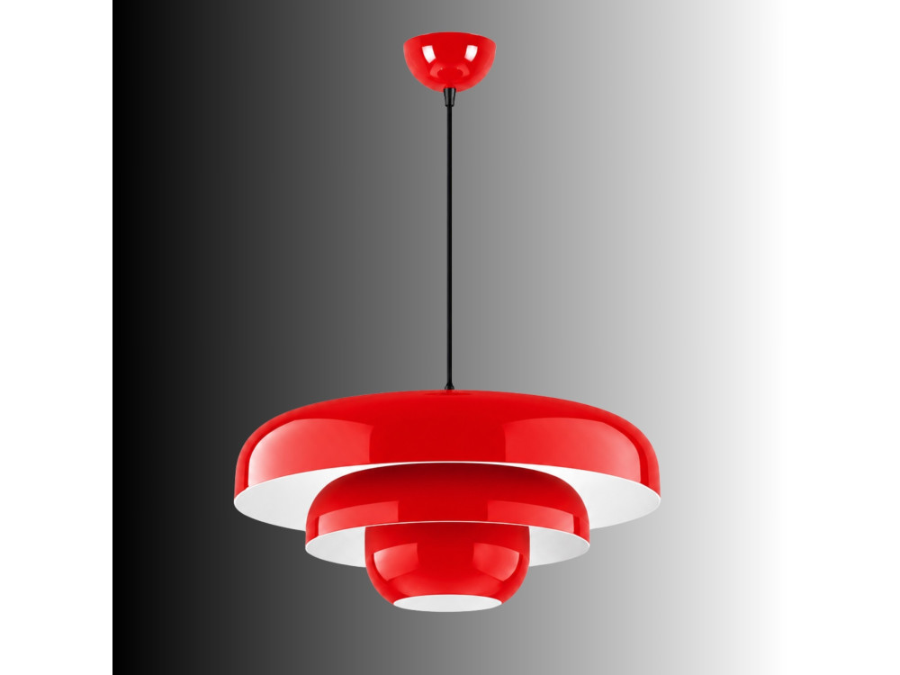 Candeeiro suspenso em metal «Layer» - 43 x 43 cm - Vermelho