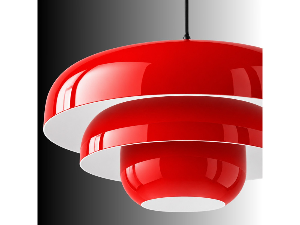 Candeeiro suspenso em metal «Layer» - 43 x 43 cm - Vermelho