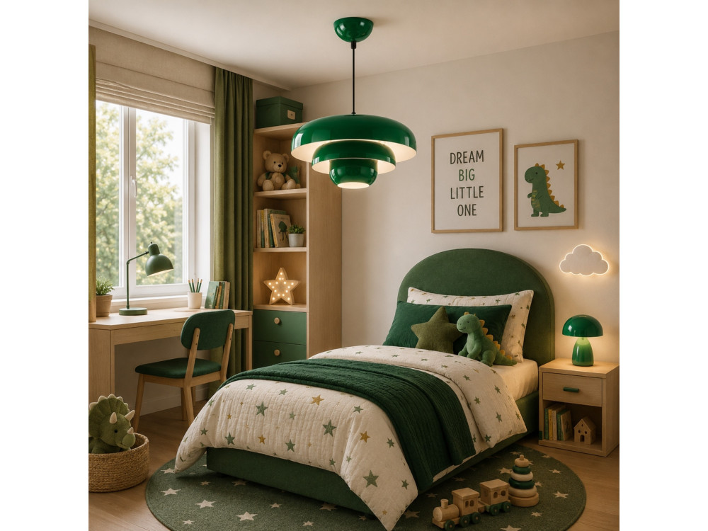 Candeeiro suspenso em metal «Layer» - 43 x 43 cm - Verde escuro