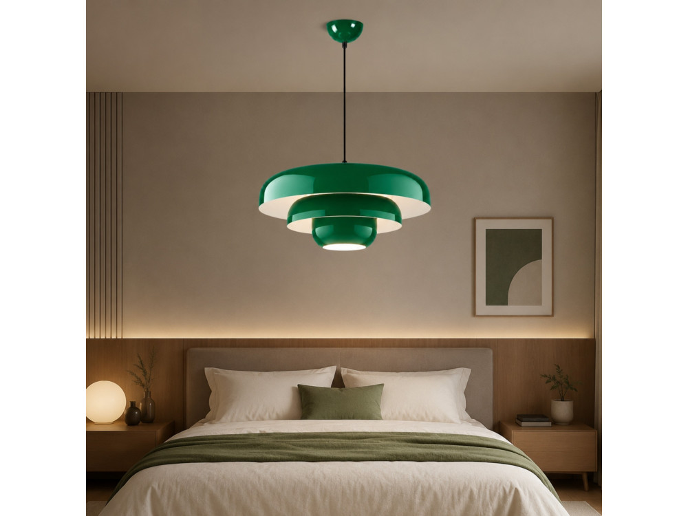 Candeeiro suspenso em metal «Layer» - 43 x 43 cm - Verde escuro