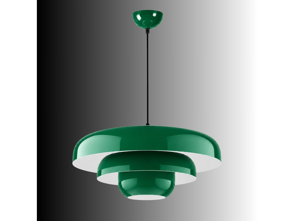 Candeeiro suspenso em metal «Layer» - 43 x 43 cm - Verde escuro