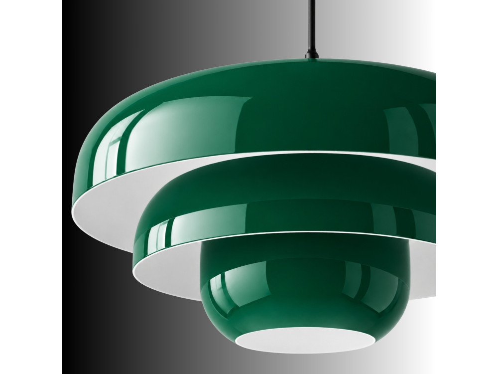 Candeeiro suspenso em metal «Layer» - 43 x 43 cm - Verde escuro