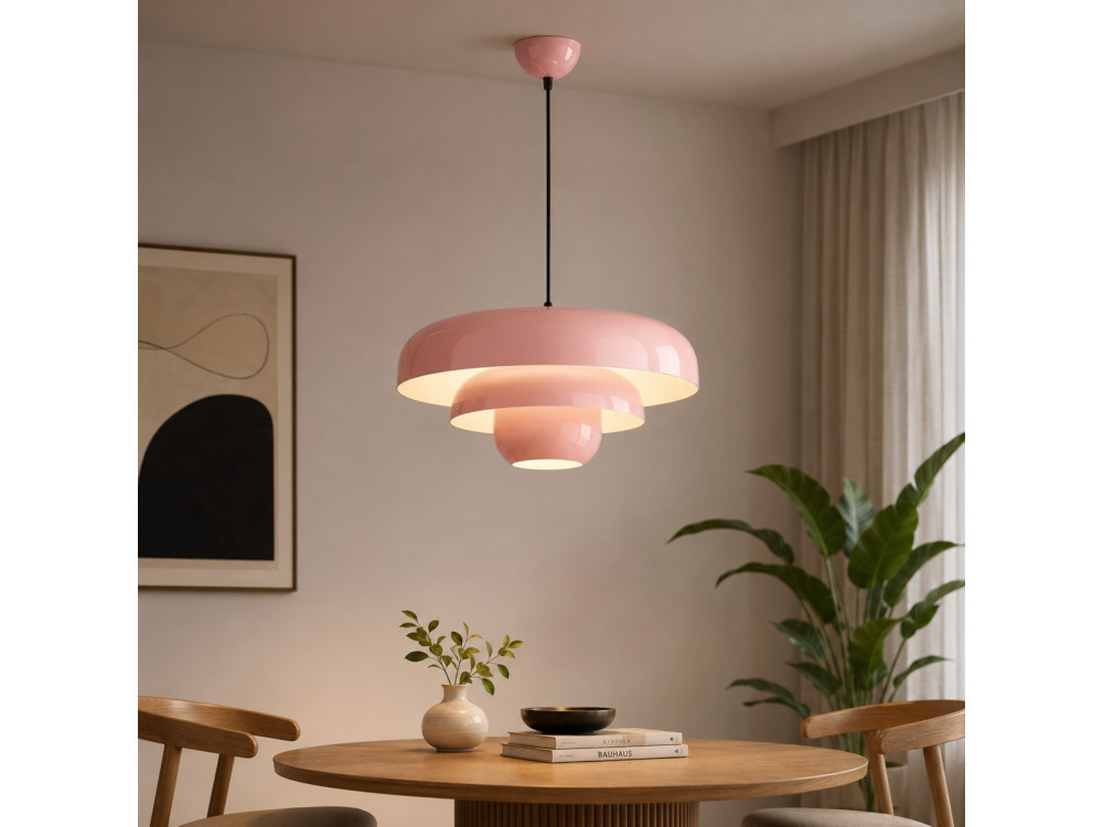Candeeiro suspenso em metal «Layer» - 43 x 43 cm - Rosa