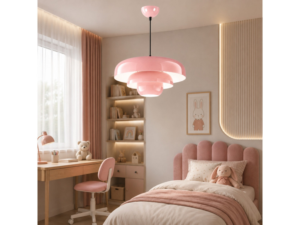 Candeeiro suspenso em metal «Layer» - 43 x 43 cm - Rosa