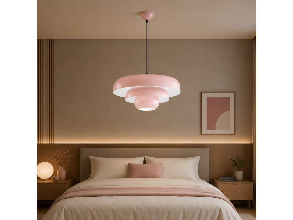 Candeeiro suspenso em metal «Layer» - 43 x 43 cm - Rosa