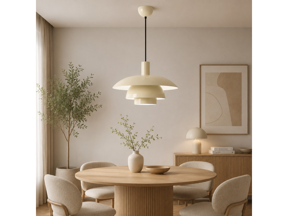 Candeeiro suspenso em metal «Layer» - 45 x 45 cm - Bege