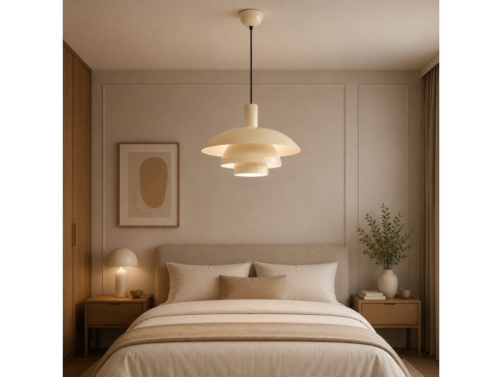 Candeeiro suspenso em metal «Layer» - 45 x 45 cm - Bege