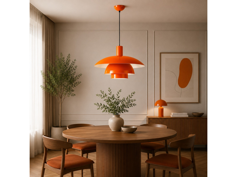 Candeeiro suspenso em metal «Layer» - 45 x 45 cm - Laranja