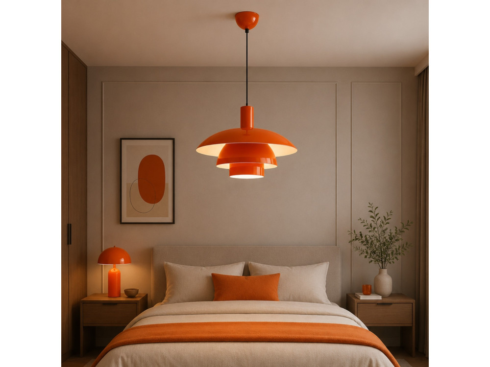Candeeiro suspenso em metal «Layer» - 45 x 45 cm - Laranja