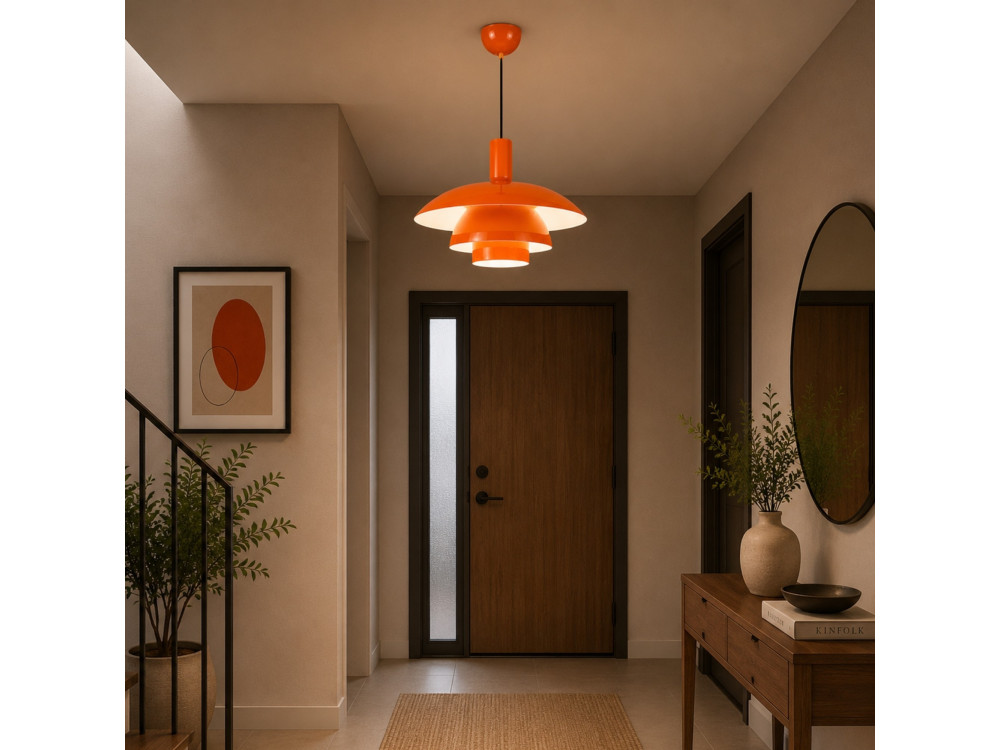 Candeeiro suspenso em metal «Layer» - 45 x 45 cm - Laranja