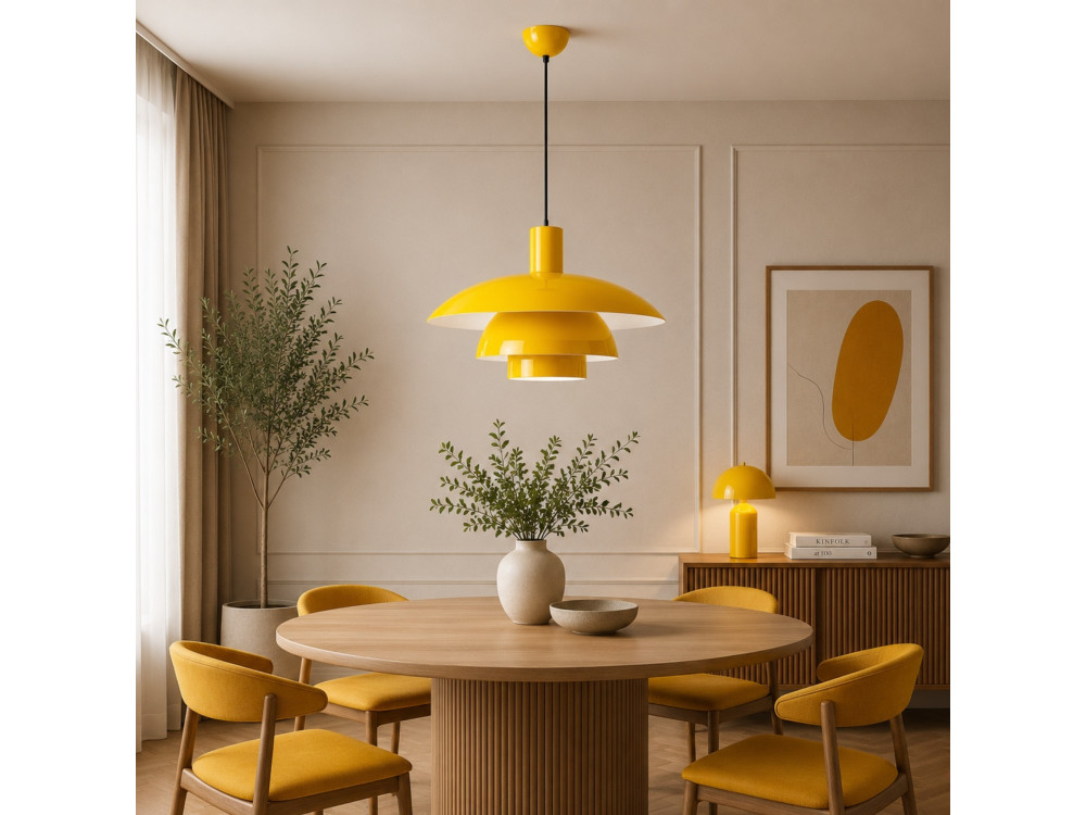 Candeeiro suspenso em metal «Layer» - 45 x 45 cm - Amarelo