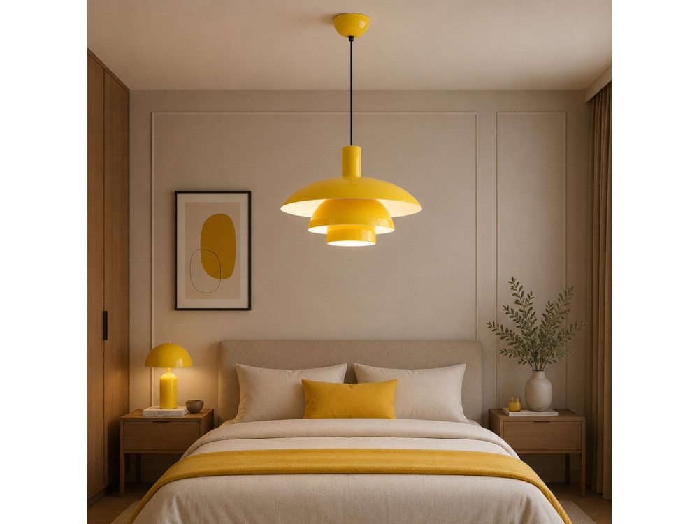 Candeeiro suspenso em metal «Layer» - 45 x 45 cm - Amarelo