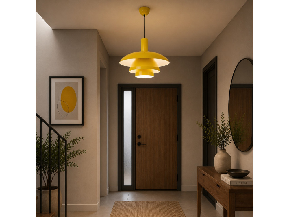 Candeeiro suspenso em metal «Layer» - 45 x 45 cm - Amarelo