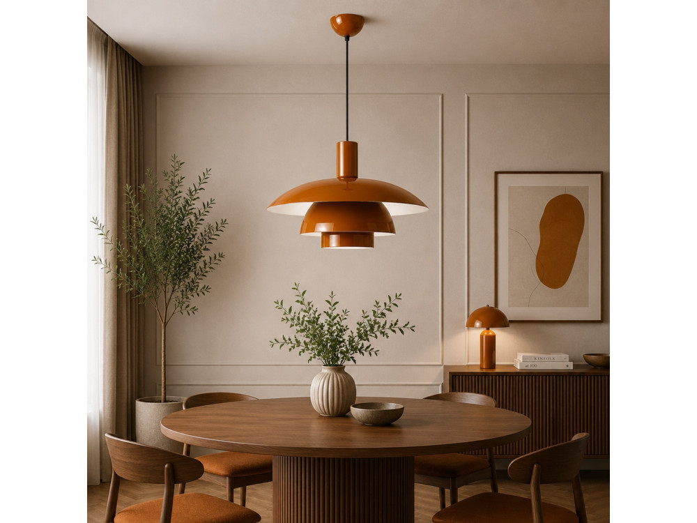 Candeeiro suspenso em metal «Layer» - 45 x 45 cm - Castanho