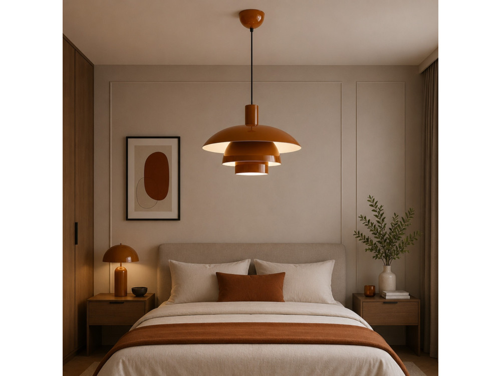 Candeeiro suspenso em metal «Layer» - 45 x 45 cm - Castanho