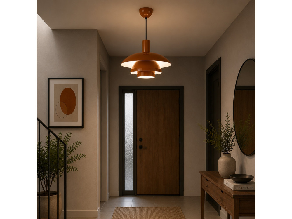 Candeeiro suspenso em metal «Layer» - 45 x 45 cm - Castanho
