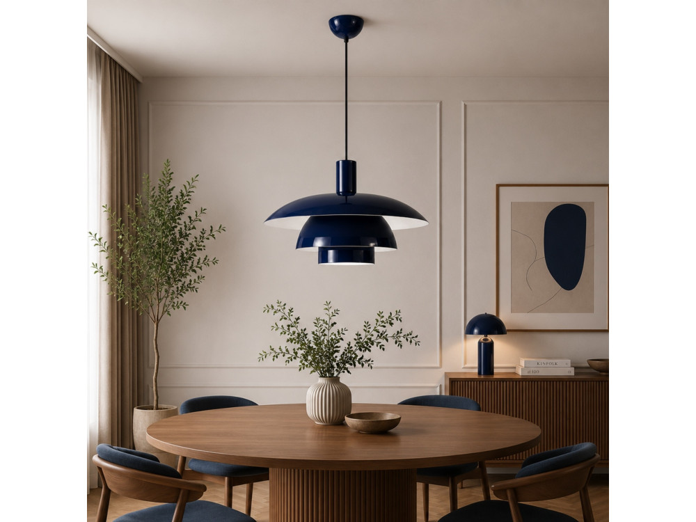 Candeeiro suspenso em metal «Layer» - 45 x 45 cm - Azul-marinho