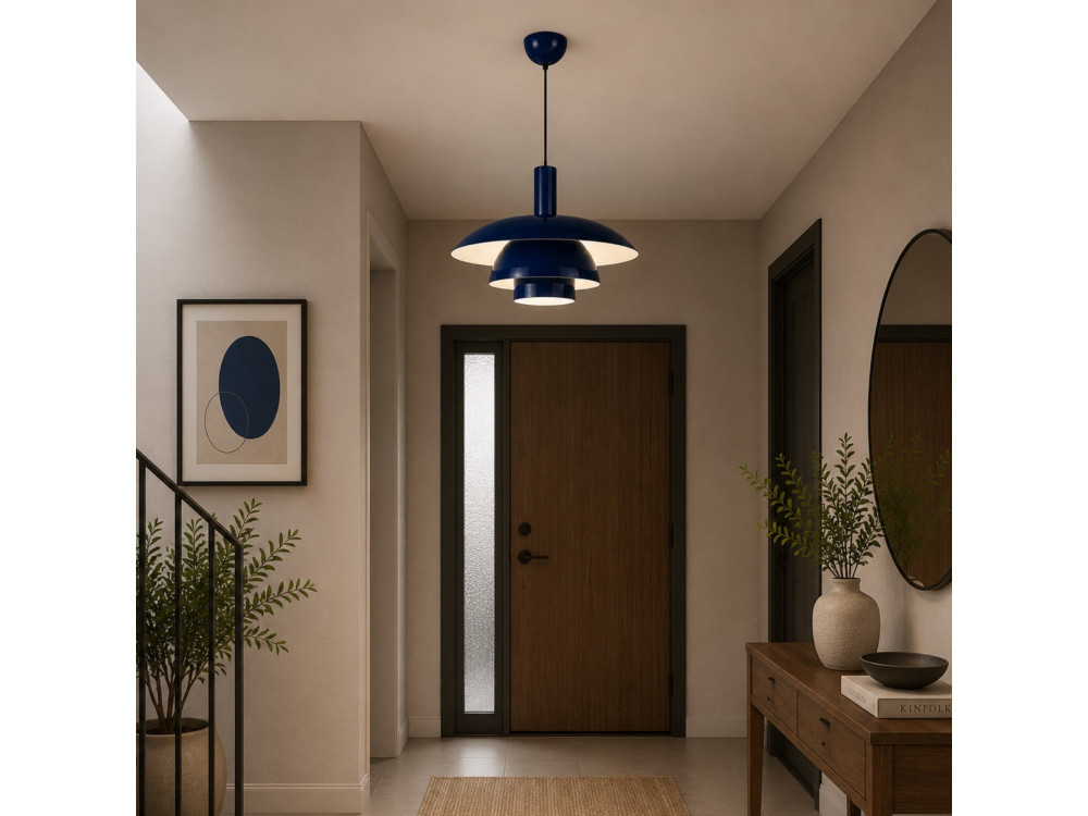 Candeeiro suspenso em metal «Layer» - 45 x 45 cm - Azul-marinho