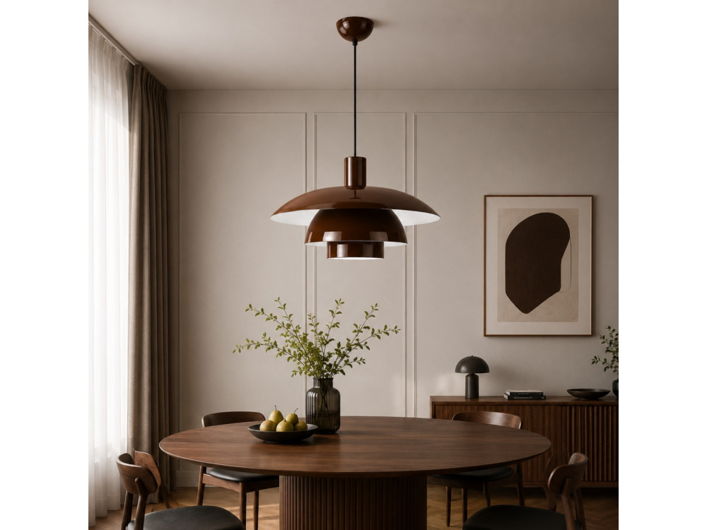 Candeeiro suspenso em metal «Layer» - 45 x 45 cm - Castanho