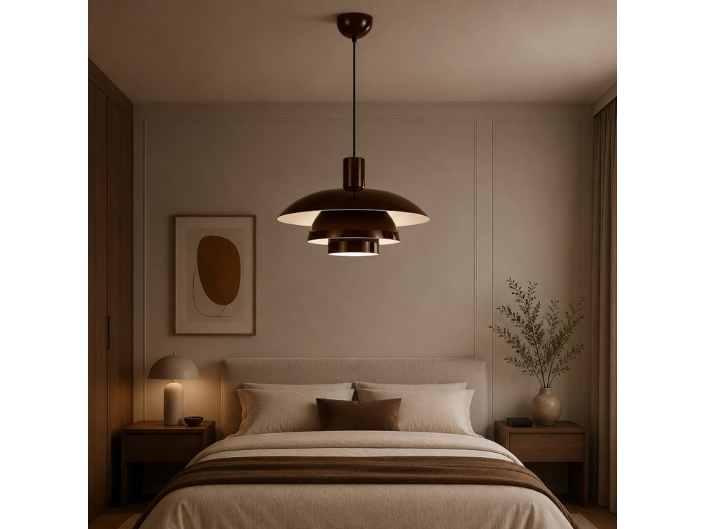Candeeiro suspenso em metal «Layer» - 45 x 45 cm - Castanho