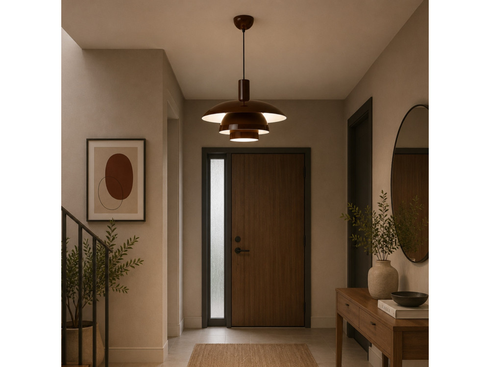 Candeeiro suspenso em metal «Layer» - 45 x 45 cm - Castanho