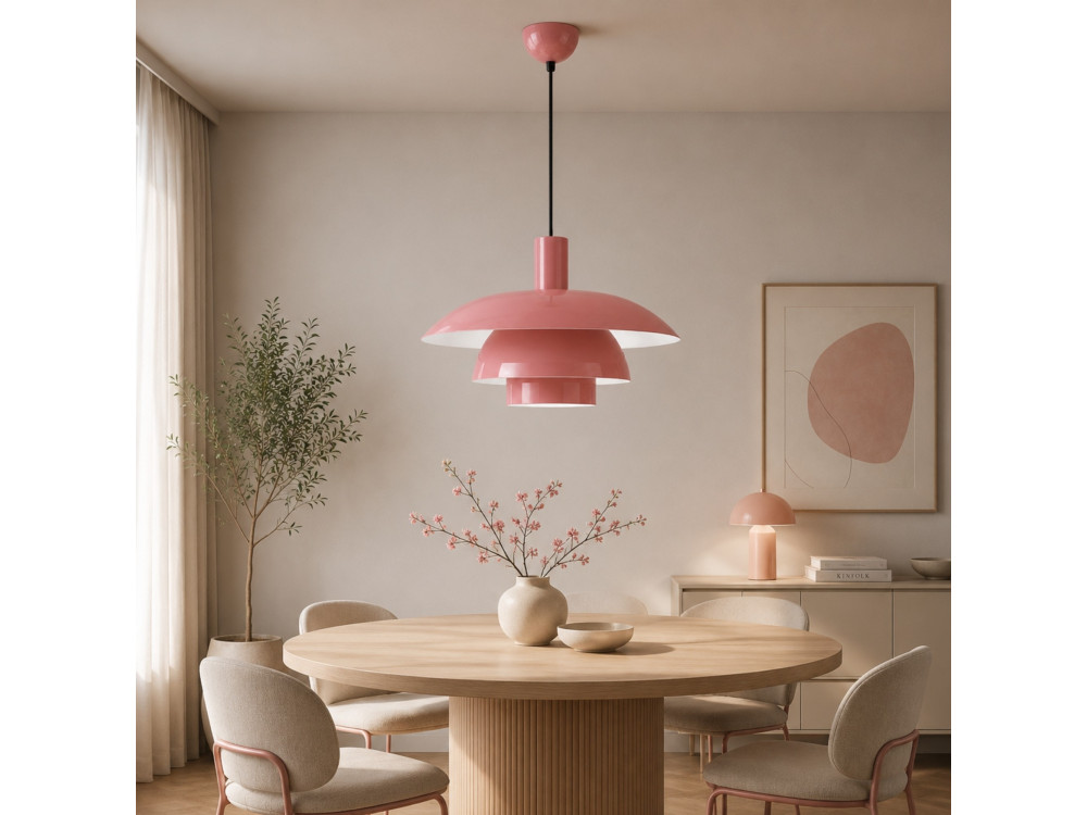 Candeeiro suspenso em metal «Layer» - 45 x 45 cm - Rosa
