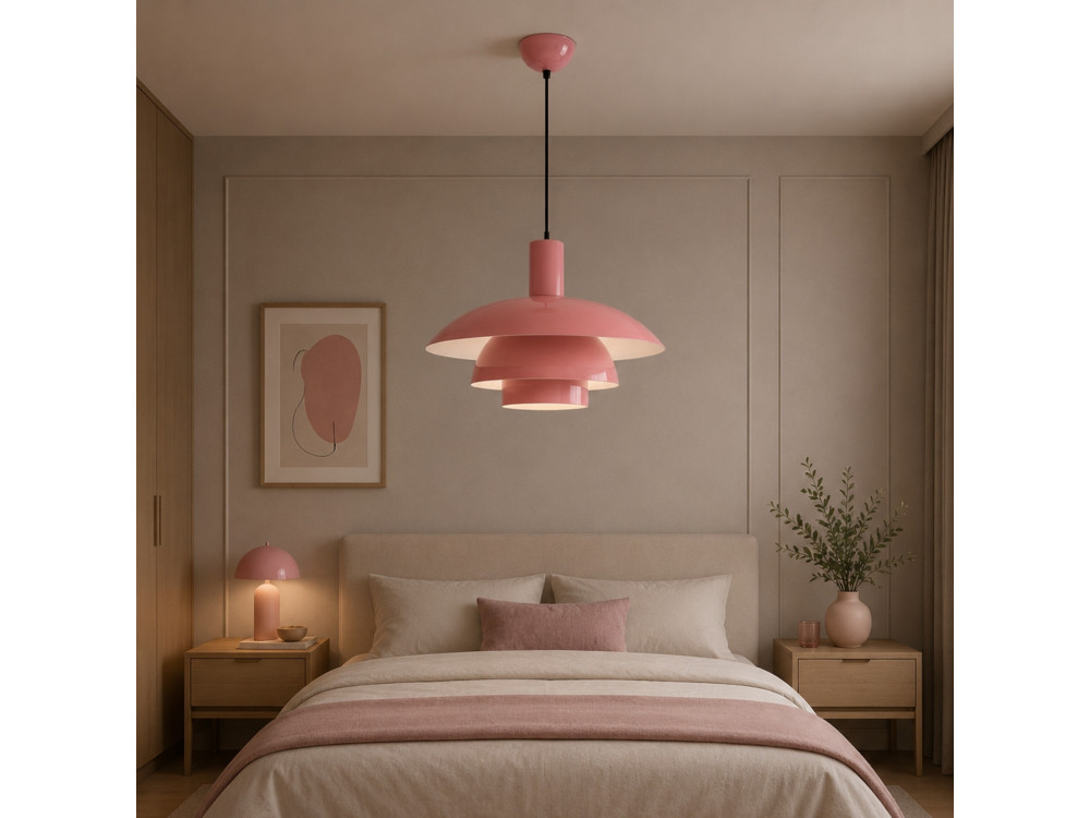 Candeeiro suspenso em metal «Layer» - 45 x 45 cm - Rosa