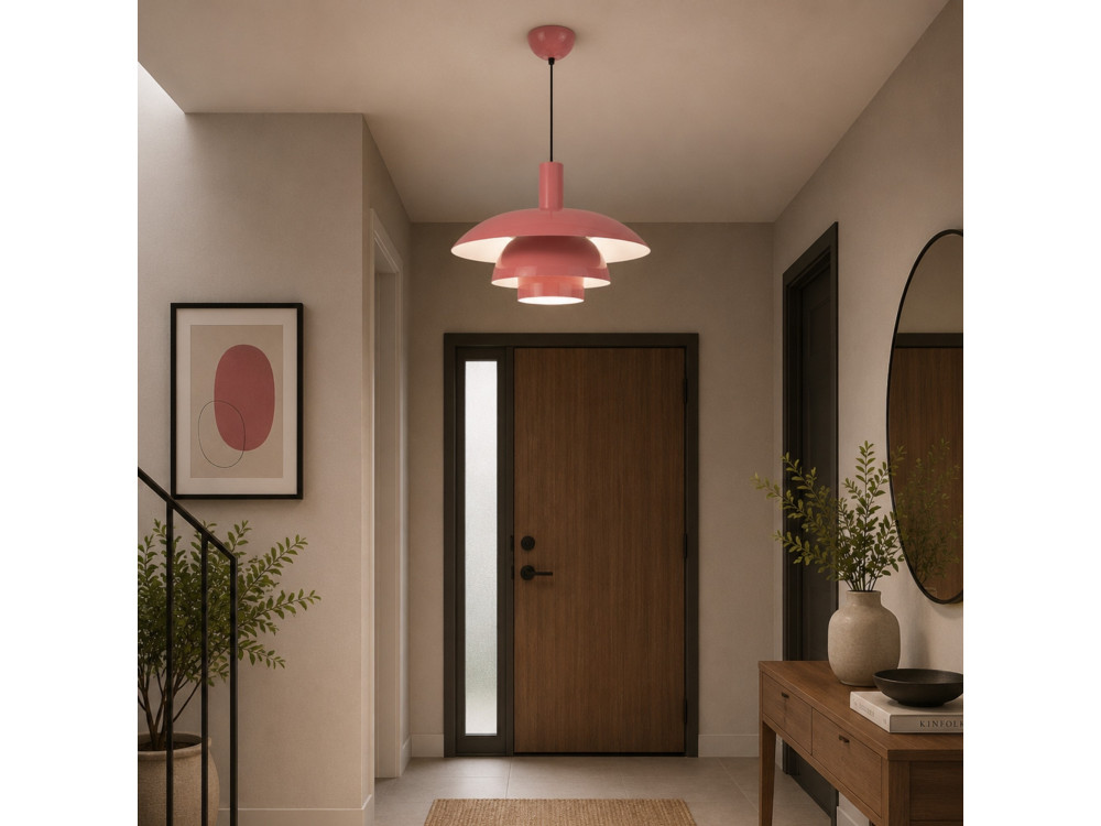 Candeeiro suspenso em metal «Layer» - 45 x 45 cm - Rosa