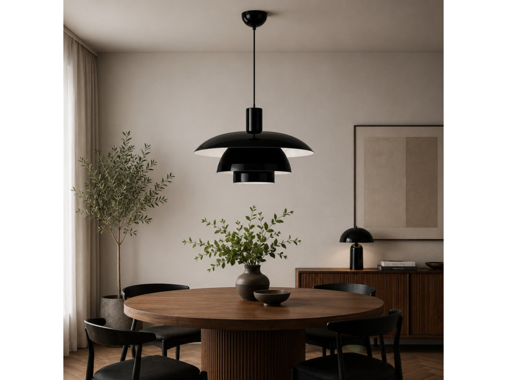 Candeeiro suspenso em metal «Layer» - 45 x 45 cm - Preto