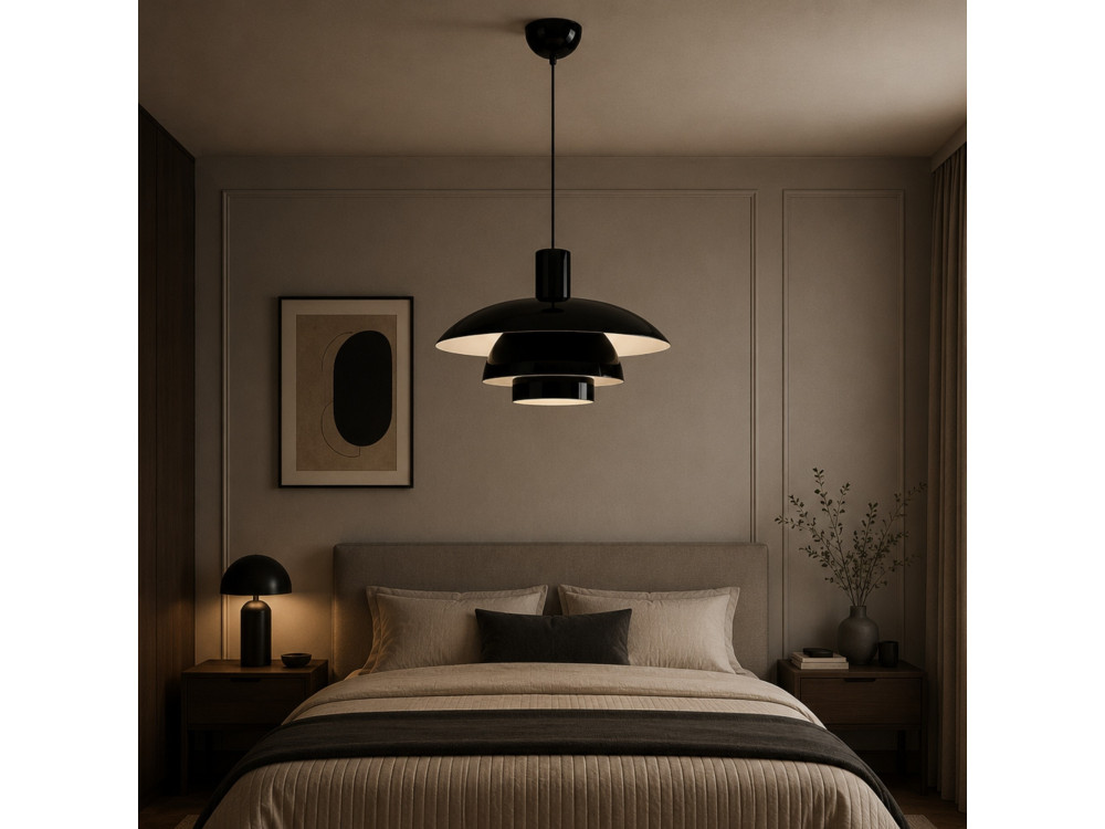 Candeeiro suspenso em metal «Layer» - 45 x 45 cm - Preto