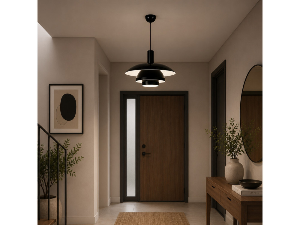 Candeeiro suspenso em metal «Layer» - 45 x 45 cm - Preto