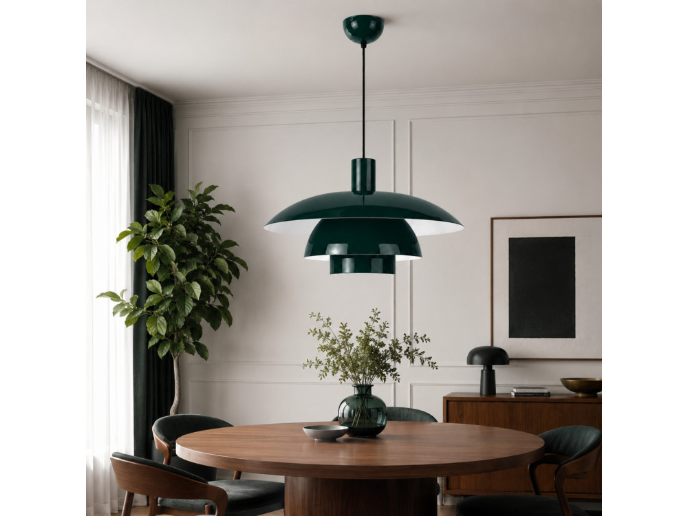 Candeeiro suspenso em metal «Layer» - 45 x 45 cm - Verde escuro